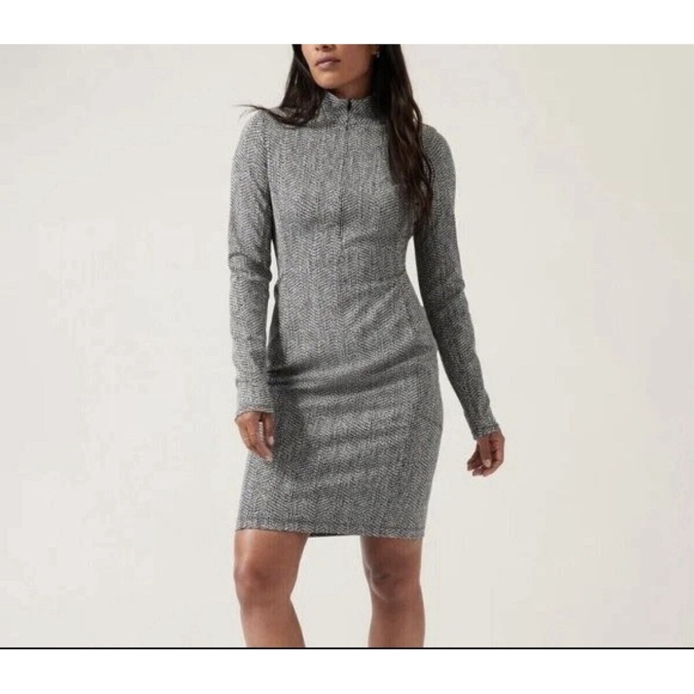 Athleta Delancey Braiden Textured Dress Womens 2X Black Minimalist Athleisure